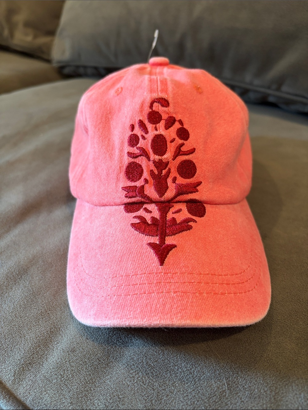 Free People Big Buti Logo Pink Embroidered Floral Baseball Cap